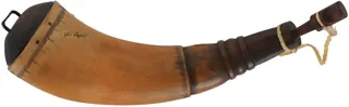 Powder Horn,
9-1/4", scrimshaw border design,
iron staple